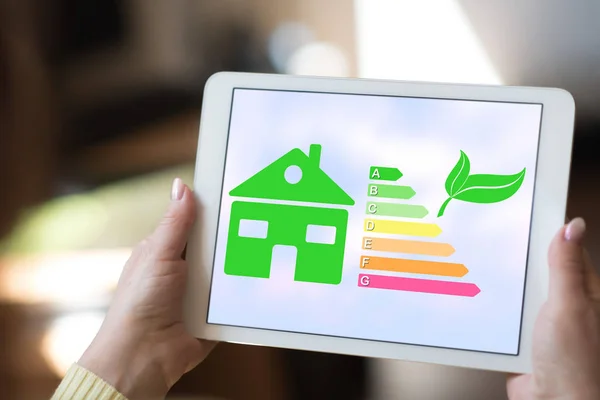 Home energy efficiency concept on a tablet