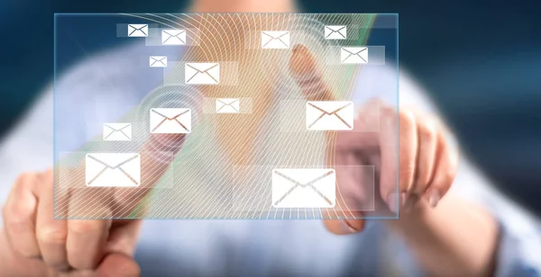 Mujer tocando un concepto de correo electrónico —  Fotos de Stock