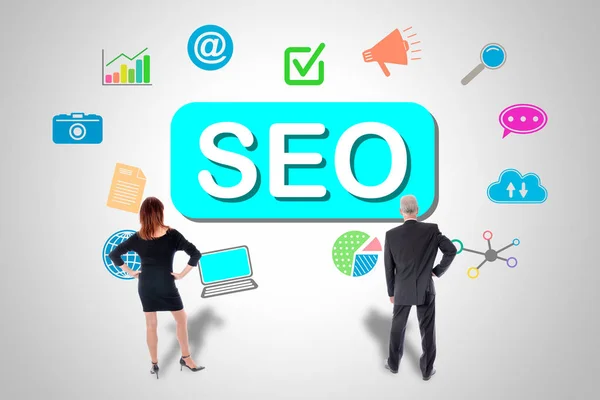 Concepto Seo visto por gente de negocios — Foto de Stock