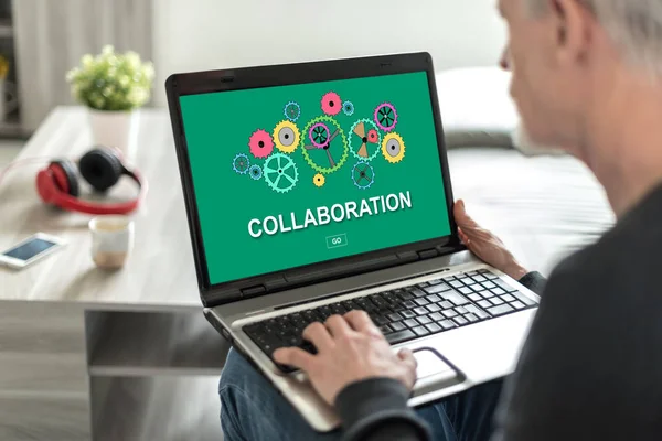 Samarbete koncept på en laptop skärm — Stockfoto