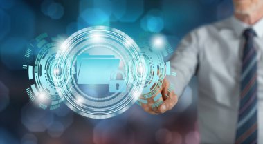 Veri güvenlik kavramı dokunmadan adam