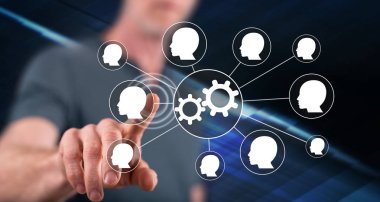 Bir ekip çalışması kavramı dokunmadan adam