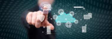 Bulut bilgi işlem kavramı dokunmadan adam