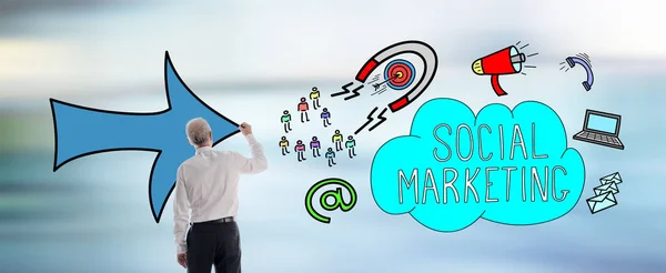 Social marketing concept drawn by a man