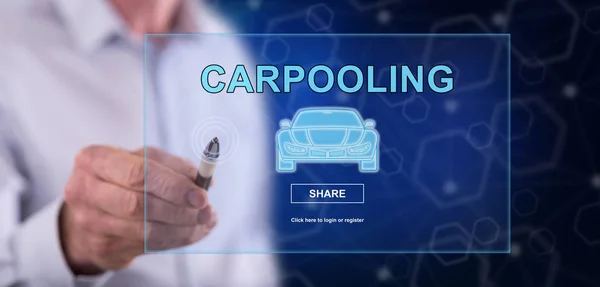 Uomo toccare un concetto di carpooling — Foto Stock