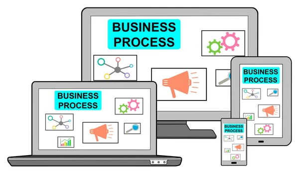 Концепція бізнес-процесів на різних пристроях — стокове фото