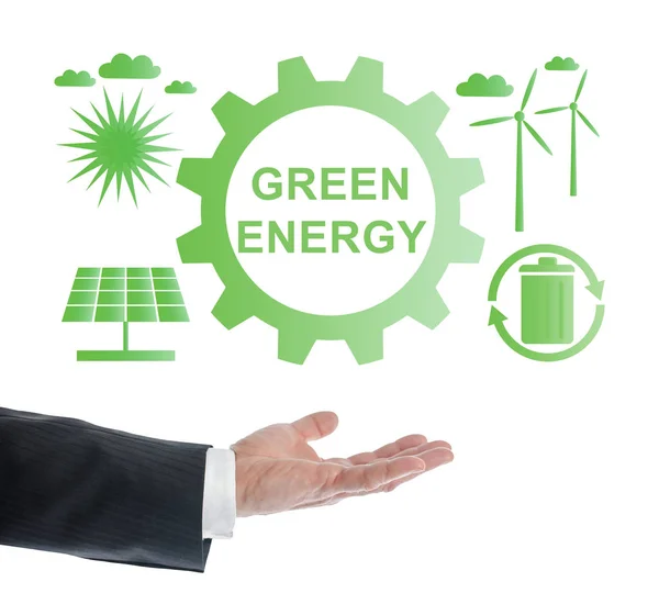 Koncepcja zielonej energii Lewitujący nad ręka — Zdjęcie stockowe