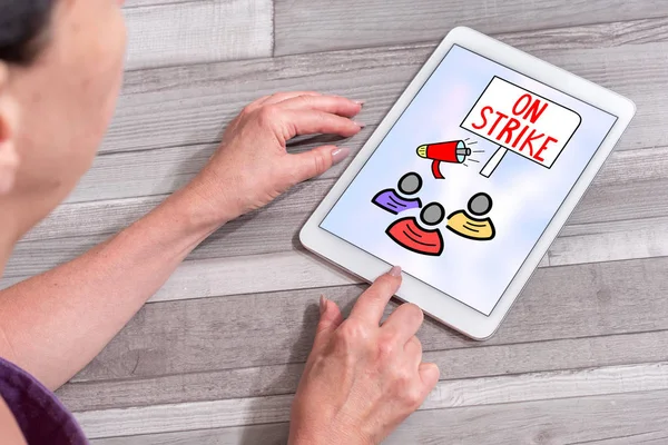 On strike concept on a tablet