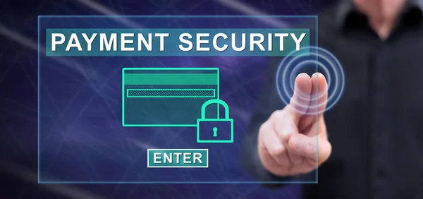 Man touching a payment security concept