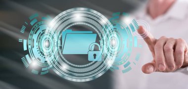 Bir veri güvenlik kavramı dokunmadan adam