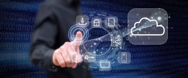 Bulut bilgi işlem kavramı dokunmadan adam