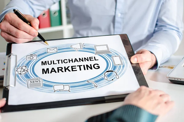 Concepto de marketing multicanal en un portapapeles — Foto de Stock