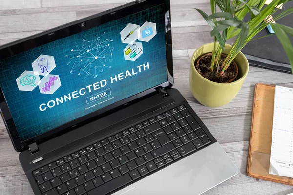 Conceito de saúde conectado em um laptop — Fotografia de Stock