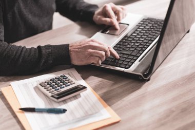 Dizüstü bilgisayarda çalışan muhasebeci