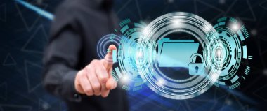 Bir veri güvenlik kavramı dokunmadan adam