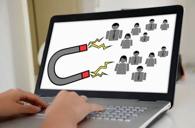 Müşteri atraksiyonlar konsept dizüstü bilgisayar ekranında