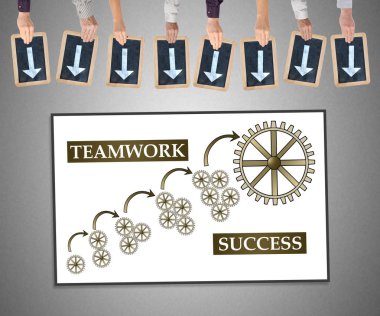 Ekip çalışması başarı kavramı bir beyaz tahta üzerinde