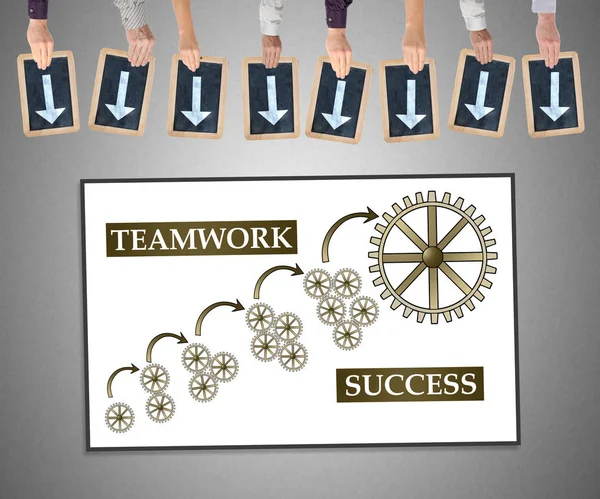 Concepto de éxito del trabajo en equipo en una pizarra — Foto de Stock