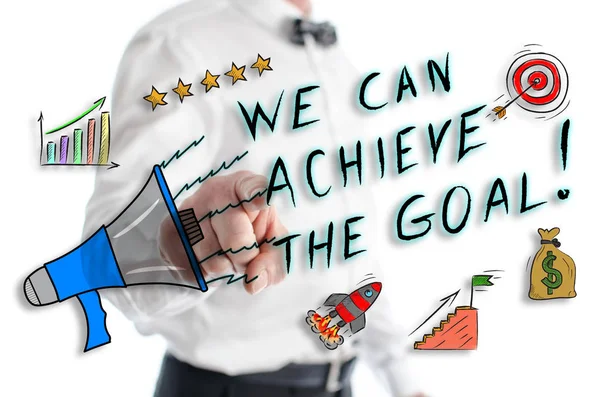 Goal achievement concept shown by a man — Stock Photo, Image