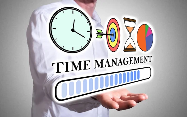 Time management concept above a human hand — Stock Photo, Image