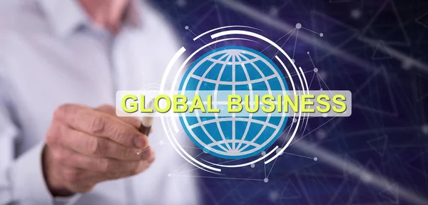 Man aanraken van wereldwijde businessconcept — Stockfoto