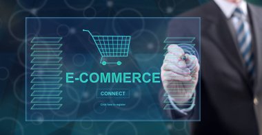 Bir e-ticaret kavramı dokunmadan adam