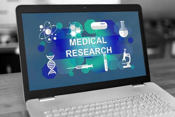 Tıbbi araştırma kavramı bir laptop — Stok fotoğraf