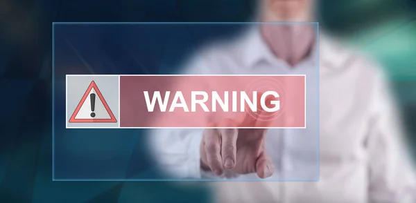 Man touching a warning concept — Stock Photo, Image