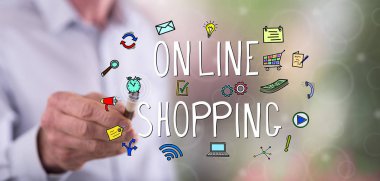 Adam bir online alışveriş kavramı dokunmadan