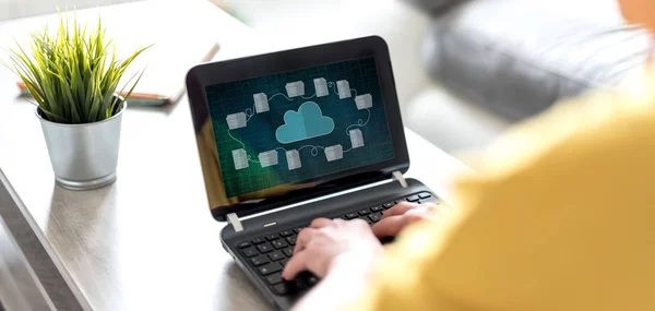 Cloud storage concept on a laptop screen