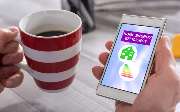 Home energy efficiency concept on a smartphone