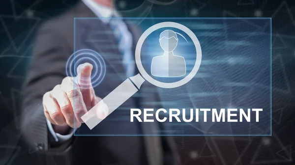 Man touching a recruitment concept — Stock Photo, Image