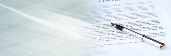 Signed contract. panoramic banner — Stock Photo, Image