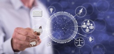 İş ağı konseptine dokunan adam