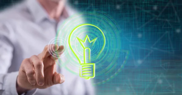 Man touching an idea concept — Stock Photo, Image