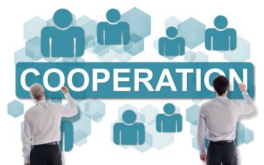 İşadamları tarafından çizilen işbirliği konsepti