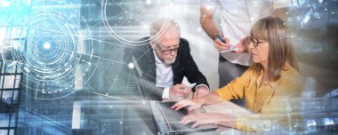 Birlikte çalışan iş adamları, hafif etki; birden fazla exposur