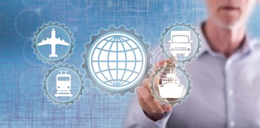 Adam bir küresel ulaşım kavram dokunmadan