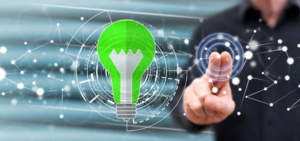 Man touching a green energy concept — Stock Photo, Image