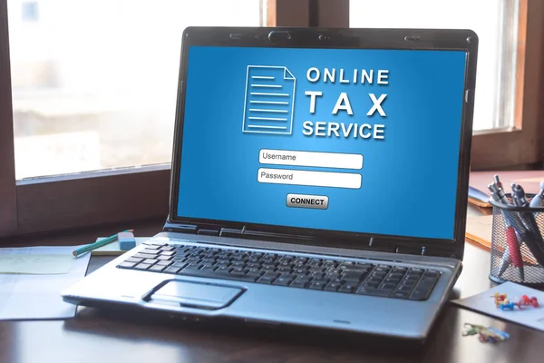 Online tax service concept on a laptop screen