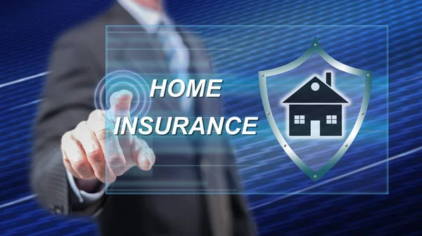 Man touching a home insurance concept — Stock Photo, Image