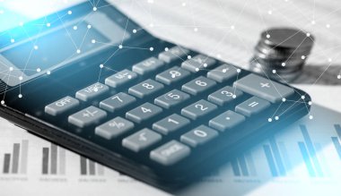 Mali belgeler, muhasebe kavramı üzerinde hesap makinesi