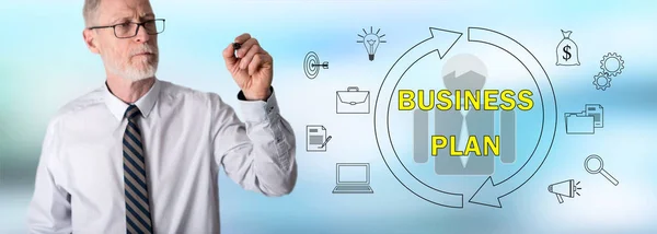 Businessman drawing business plan concept — Stock Photo, Image