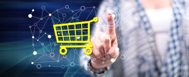 Bir e-ticaret kavramı dokunmadan kadın