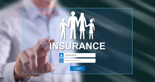 Man touching an insurance concept