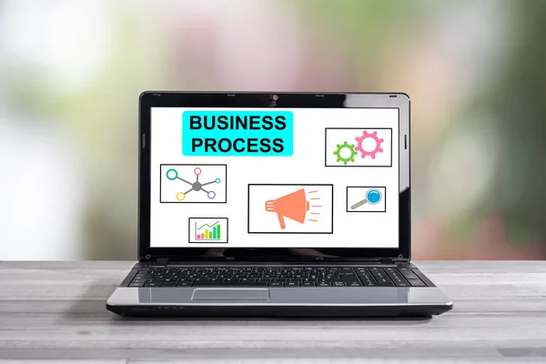 Conceito de processo de negócios em uma tela de laptop — Fotografia de Stock