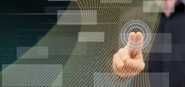 Bir sanal teknoloji kavramı dokunmadan adam