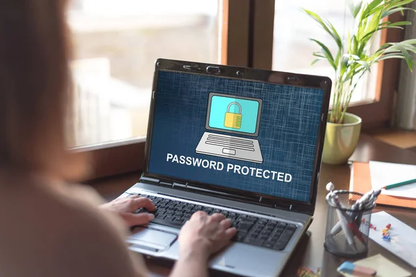 Password protected concept on a laptop screen