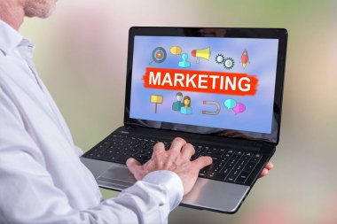 Dizüstü bilgisayarda pazarlama konsepti