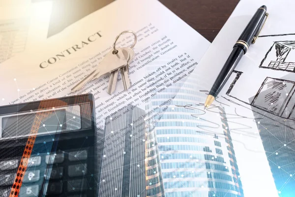 Het concept van een vastgoed contract; meervoudige belichting — Stockfoto